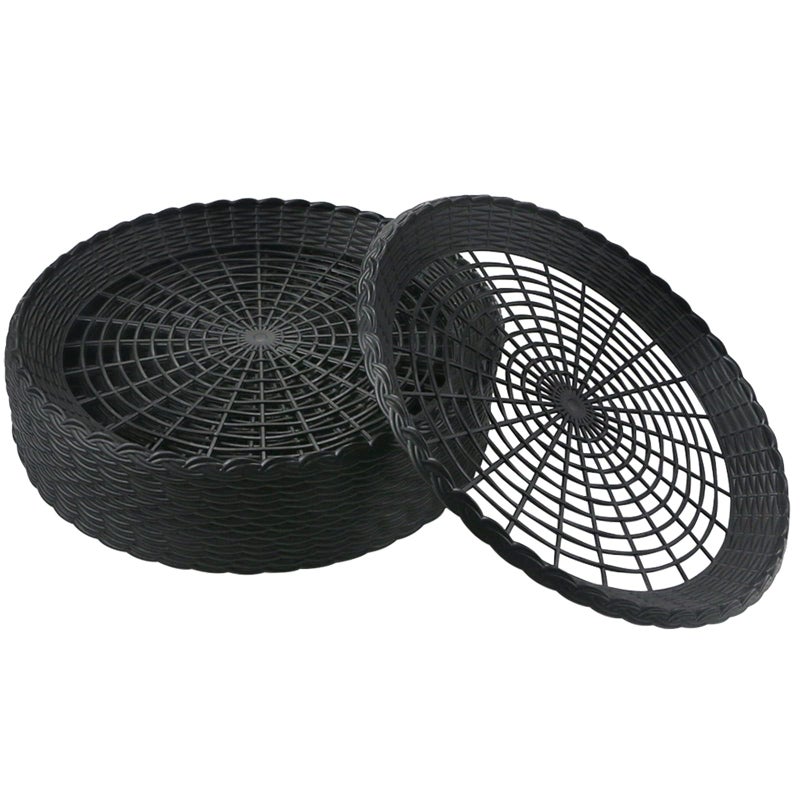 WYOMER 15 Pack 10'' Black Plastic Paper Plate Holders - Hollow  Imitation Rattan Weaving  Reusable - Image 1