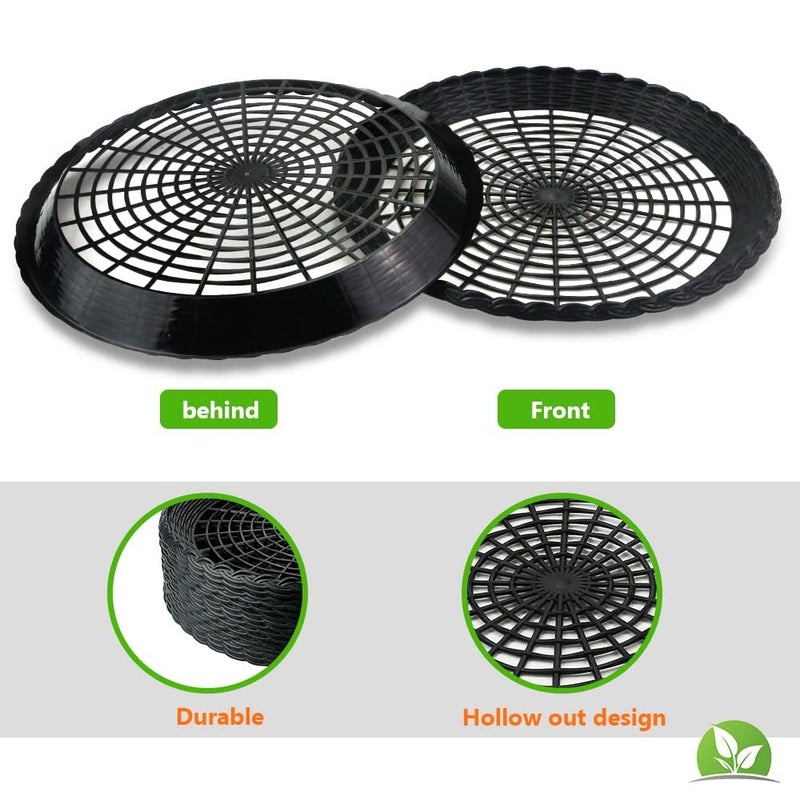 WYOMER 15 Pack 10'' Black Plastic Paper Plate Holders - Hollow  Imitation Rattan Weaving  Reusable - Image 4