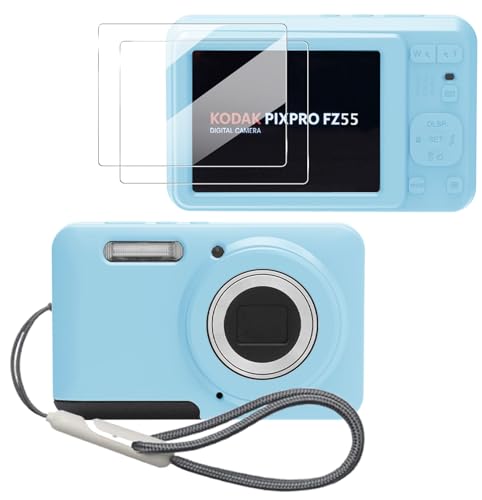 Tedubax Case for Kodak PIXPRO FZ55,FZ55 Accessories,Soft Silicone Protective Case,Comes with 2 Screen Protectors and 1 Wrist Strap - Light Blue - Image 1
