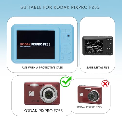 Tedubax Case for Kodak PIXPRO FZ55,FZ55 Accessories,Soft Silicone Protective Case,Comes with 2 Screen Protectors and 1 Wrist Strap - Light Blue - Image 2