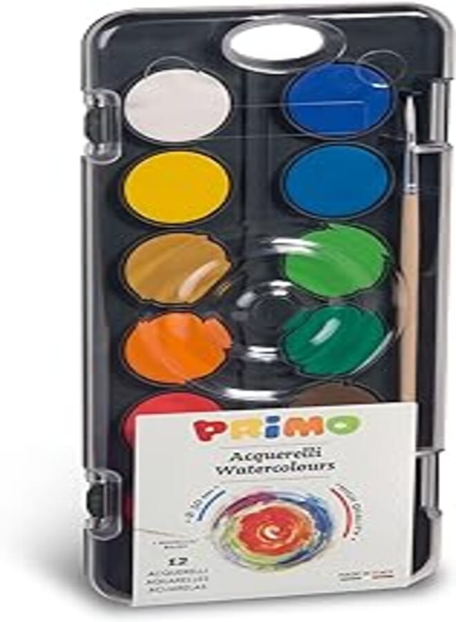 Primo 126a12fn water color palette with brush - 12 colors