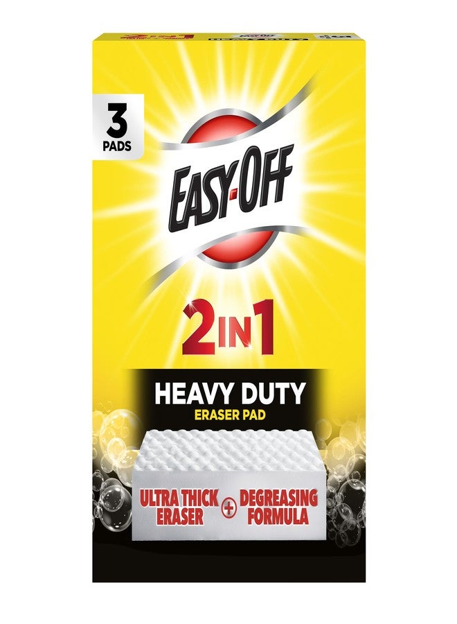 Easy Off Easy‑Off Heavy Duty 2‑in‑1 Ultra Thick Eraser & Degreasing Formula, 3 Multi‑Use Cleaning Pads — Cuts Through Tough Grease & Grime in Seconds - Image 1