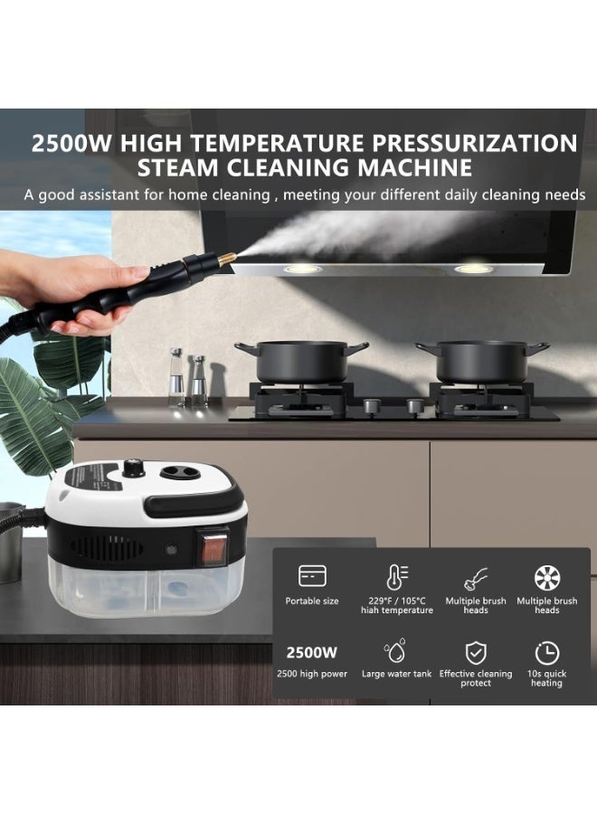 2500W High Temperature and Pressure Portable Steam Cleaner for Home & Car, White - Image 5