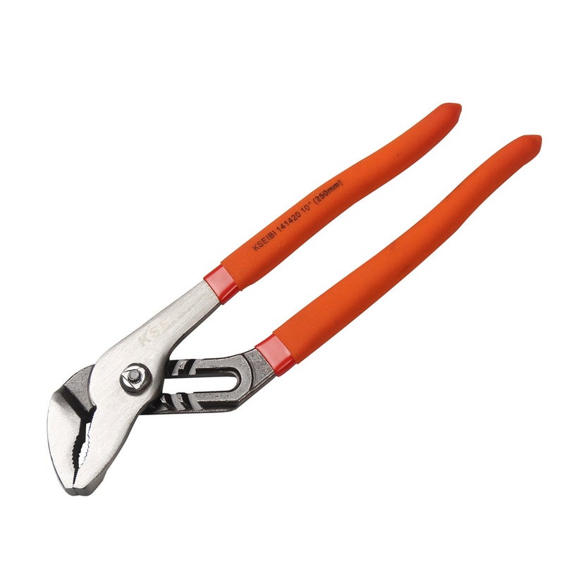 KSEIBI 141420 Water Pump Pliers 10 Inch Angle Nose Slip Joint Pipe Wrench With PVC Non-Slip Handle