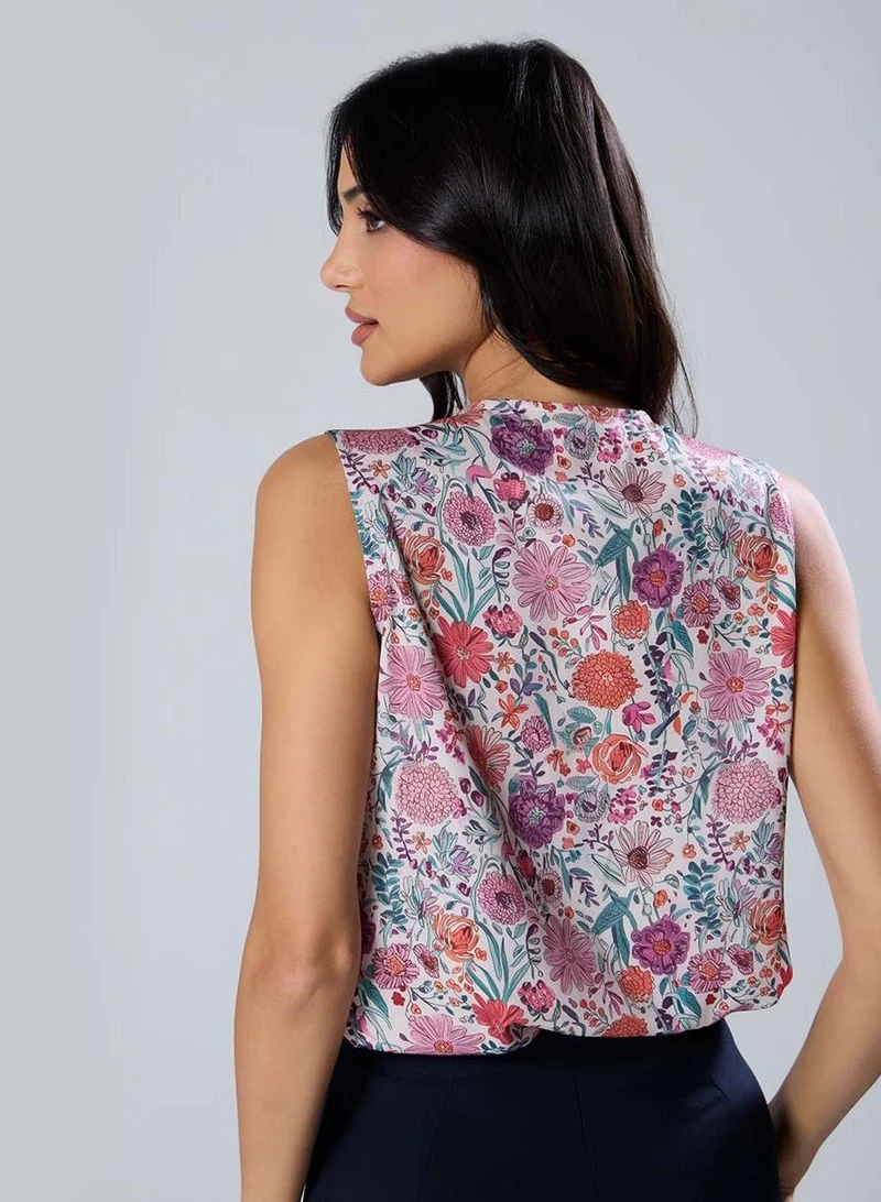 Zigzag  Neck Pleated Printed Top for Women | Best Price UAE