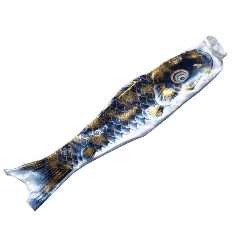 Gold-Stamped Koi Windsock Japanese Festival Flag Gold Black 