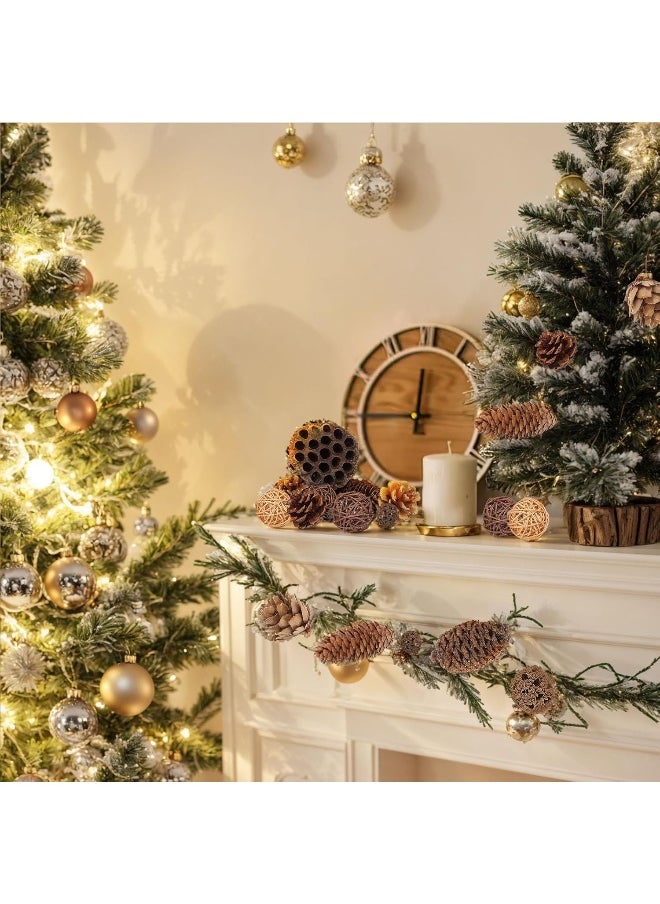 DomeStar - DomeStar 38PCS Pine Cone Set, Artificial Acorns Berry Craft and Natural Pinecones Ornament Pine Picks Fake Fruit Decor Fall Decorating Kit - Image 1