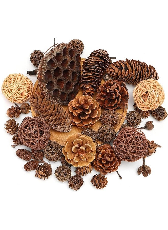 DomeStar - DomeStar 38PCS Pine Cone Set, Artificial Acorns Berry Craft and Natural Pinecones Ornament Pine Picks Fake Fruit Decor Fall Decorating Kit - Image 1