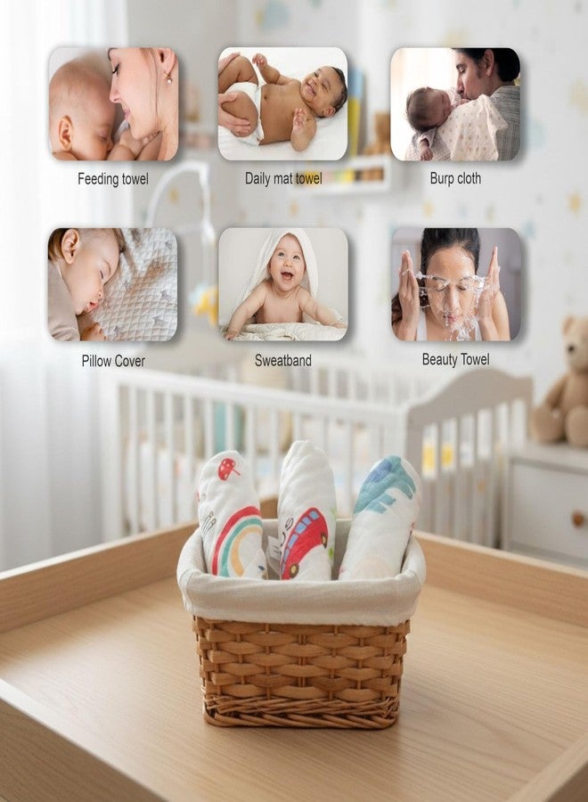 Comfy Cheeks Baby Muslin Washcloths, Super Soft 100% Cotton Face Towels | Soft Hankies for Children | Reusable Hygiene Wash Cloth | Napkin for New Babies (3) - Image 4