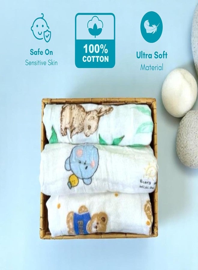 Comfy Cheeks Baby Muslin Washcloths, Super Soft 100% Cotton Face Towels | Soft Hankies for Children | Reusable Hygiene Wash Cloth | Napkin for New Babies (3) - Image 3