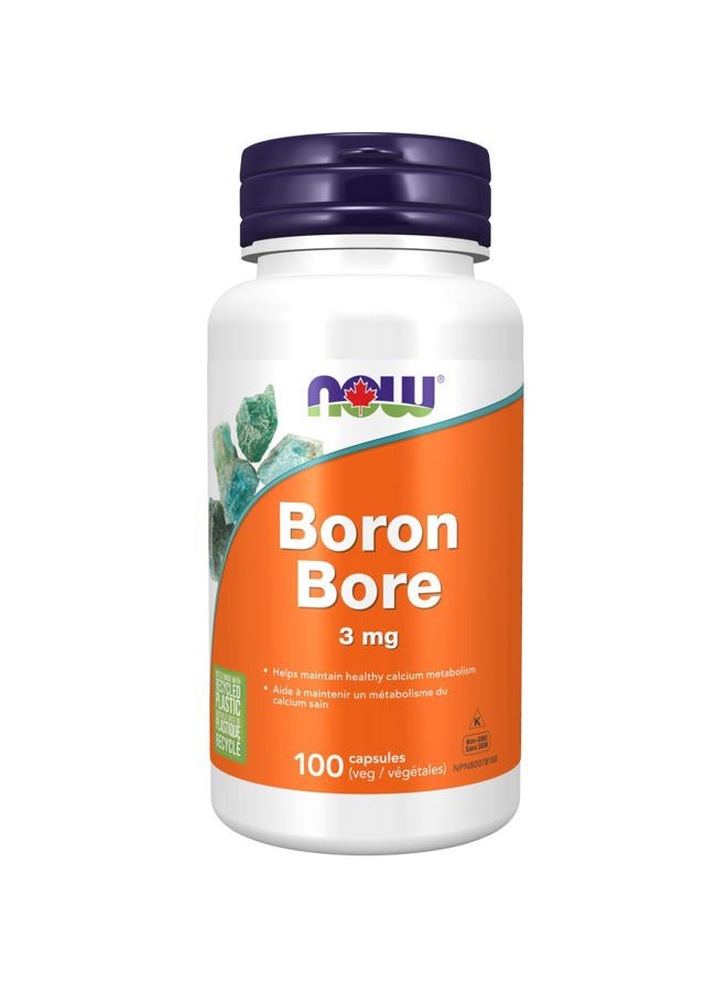 now Supplements, Boron 3 mg (Bororganic Glycine), Structural Support*, 100 Veg Capsules - Image 1