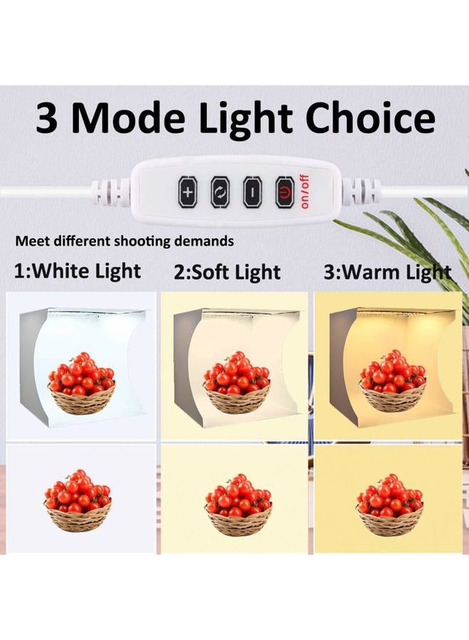 DUCLUS Photo Studio Light Box Kit, 12inch x 12inch Photography Adjustable Light Box with 80pcs SMD LED Beads, Portable Photo Shooting Tent with White Light Warm Light and 6 Color Background - Image 2