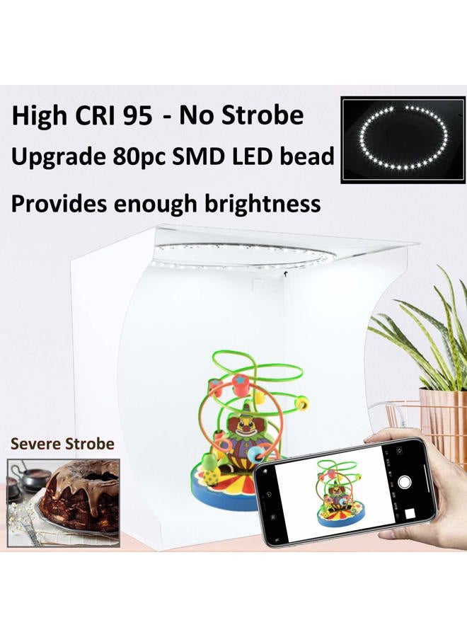 DUCLUS Photo Studio Light Box Kit, 12inch x 12inch Photography Adjustable Light Box with 80pcs SMD LED Beads, Portable Photo Shooting Tent with White Light Warm Light and 6 Color Background - Image 4