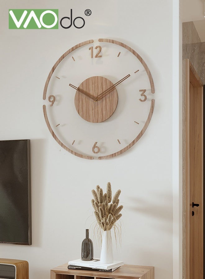 فاو دو ساعة حائط 13.8 بوصة، ساعة زجاجية معلقة صامتة لا تصدر صوتًا، ساعة زخرفية تعمل بالبطارية، ساعة خشبية بأرقام كبيرة للفصول الدراسية والمكاتب وغرف المعيشة وغرف النوم - Image 2