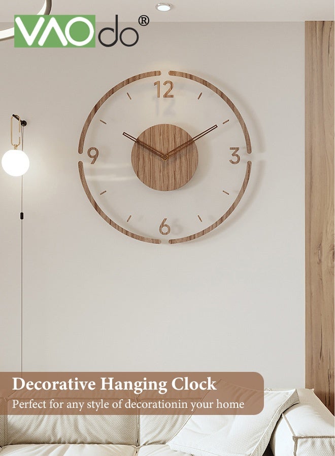 فاو دو ساعة حائط 13.8 بوصة، ساعة زجاجية معلقة صامتة لا تصدر صوتًا، ساعة زخرفية تعمل بالبطارية، ساعة خشبية بأرقام كبيرة للفصول الدراسية والمكاتب وغرف المعيشة وغرف النوم - Image 4