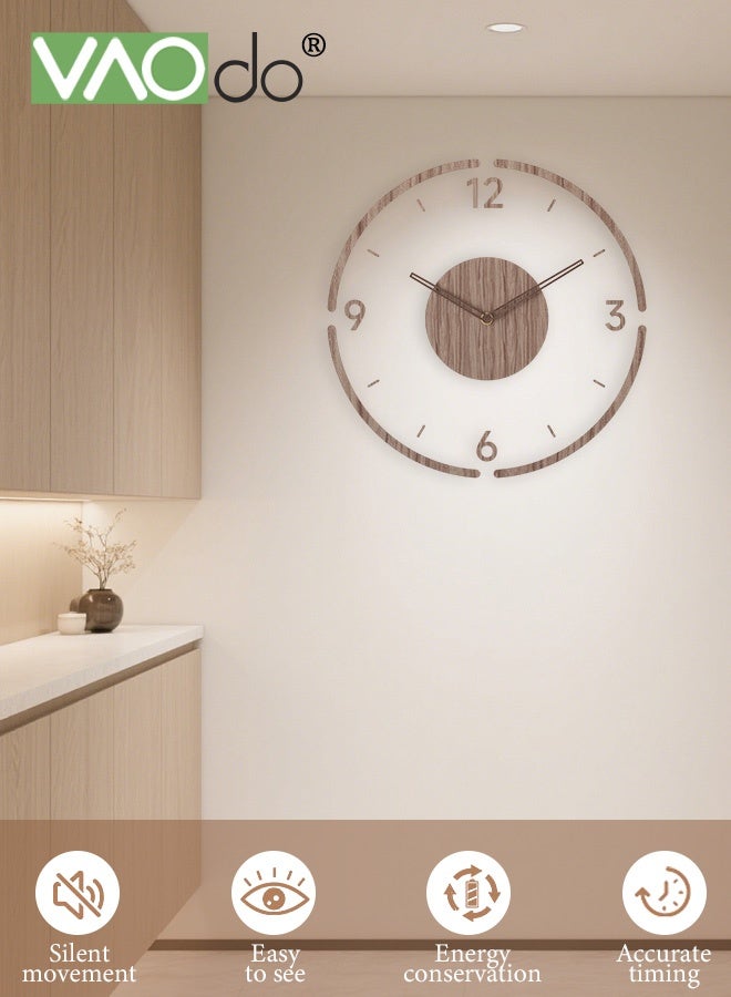 فاو دو ساعة حائط 13.8 بوصة، ساعة زجاجية معلقة صامتة لا تصدر صوتًا، ساعة زخرفية تعمل بالبطارية، ساعة خشبية بأرقام كبيرة للفصول الدراسية والمكاتب وغرف المعيشة وغرف النوم - Image 5