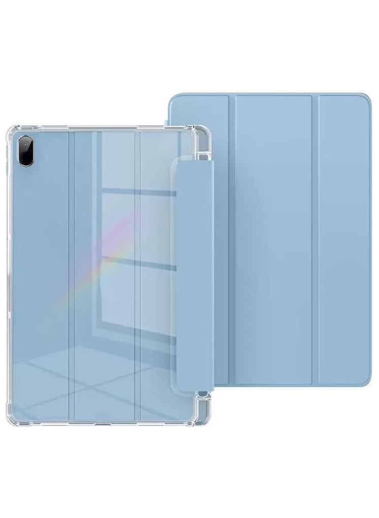 VKL Case Compatible with Huawei MatePad SE 11 inch 2024 Tablet, Trifold Stand Cover Case with Pencil Holder,PU Leather Clear Transparent Back Cover (Blue) - Image 1