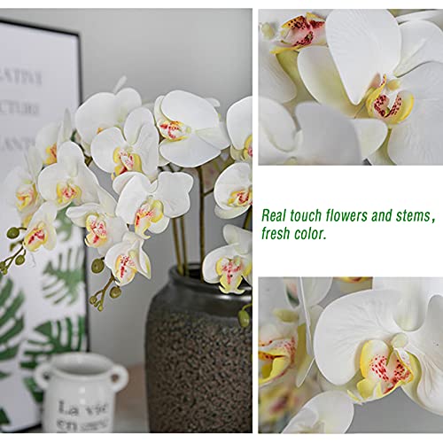 HinyoCo 5 Pcs Artificial Phalaenopsis Flowers and 4 Bundles Leaves,Artificial Orchid Flowers with 4 Bundles Leaves Stem Plants for Home Wedding Decoration - Image 4