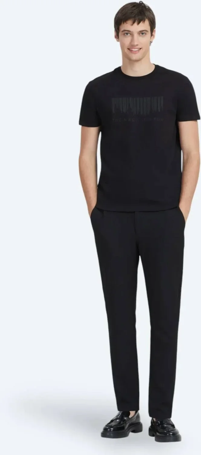 Kip Black Printed Crew Neck 100% Cotton T-Shirt