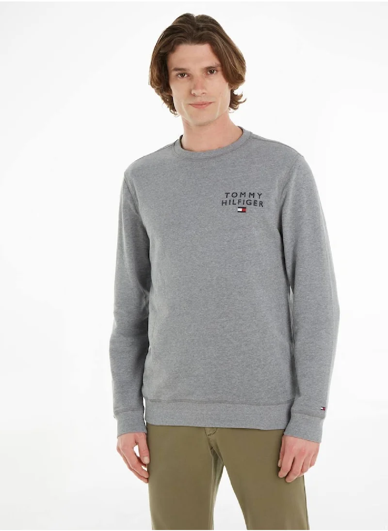 TOMMY HILFIGER Men's Original Logo Lounge Track Top, Grey