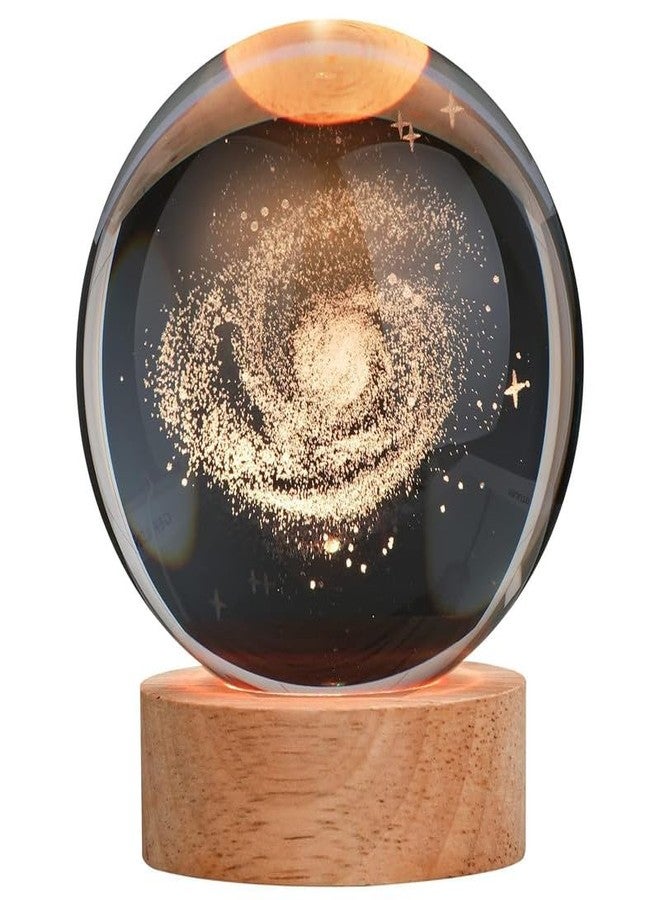 PARVY Colorful LED Wooden Crystal Ball for Home Decoration Birthday Gift for Teens Boys and Girls 3D Crystal Ball Night Light(1 PCS)(Galaxy) - Image 1