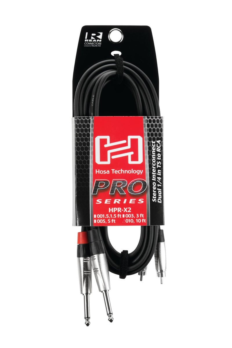 Hosa HPR-003X2 Pro Stereo Interconnect, Dual REAN 1/4 Inch TS to RCA, 3 Feet - Image 5