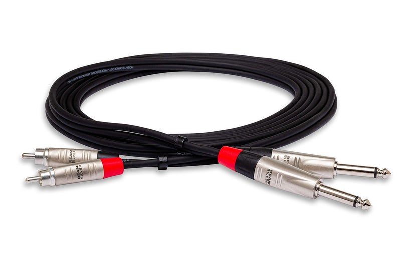 Hosa HPR-003X2 Pro Stereo Interconnect, Dual REAN 1/4 Inch TS to RCA, 3 Feet - Image 1