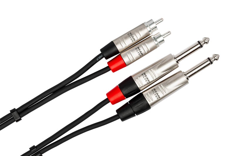 Hosa HPR-003X2 Pro Stereo Interconnect, Dual REAN 1/4 Inch TS to RCA, 3 Feet - Image 2