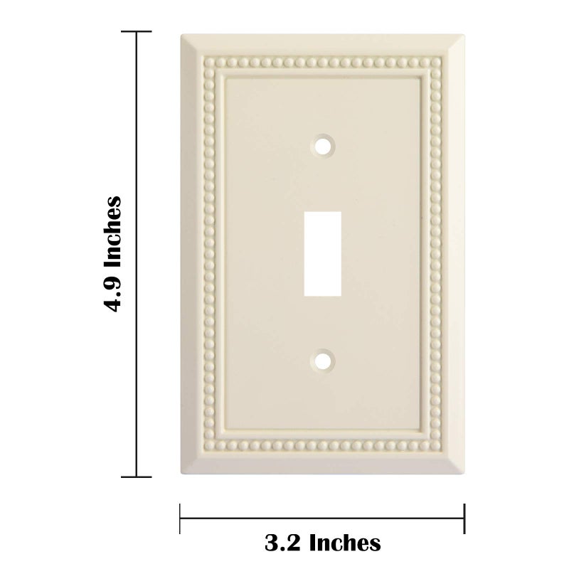 Henne Bery Sunken Pearls Heavy Duty Decorative Wall Plate Switch Plate Outlet Cover, Durable Solid Zinc Alloy (Single Toggle 2PK, Light Almond) - Image 3