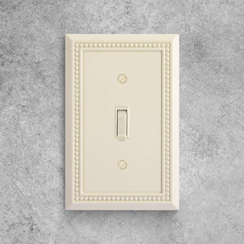 Henne Bery Sunken Pearls Heavy Duty Decorative Wall Plate Switch Plate Outlet Cover, Durable Solid Zinc Alloy (Single Toggle 2PK, Light Almond) - Image 4