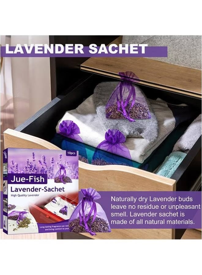 JUE-FISH Eco-Friendly Lavender Sachet Bags 10 Pcs - Lavender Sachets - Used for wardrobes, Drawers, Closets, Shoe cabinets and Cars, Fresh Fragrance - Suitable for Home Decoration - Can Carry The Sachet - Image 5