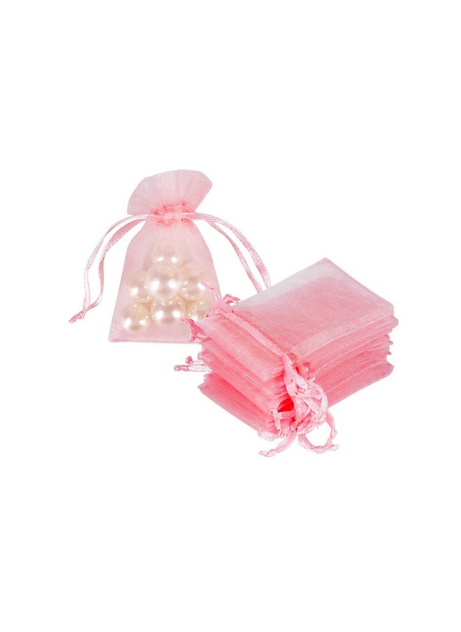 HRX Package - 100Pcs Tiny Organza Jewelry Bags 2X3 Inch Little Pink Mesh Drawstring Gift Pouches For Candy Sample Party Favors - Image 1