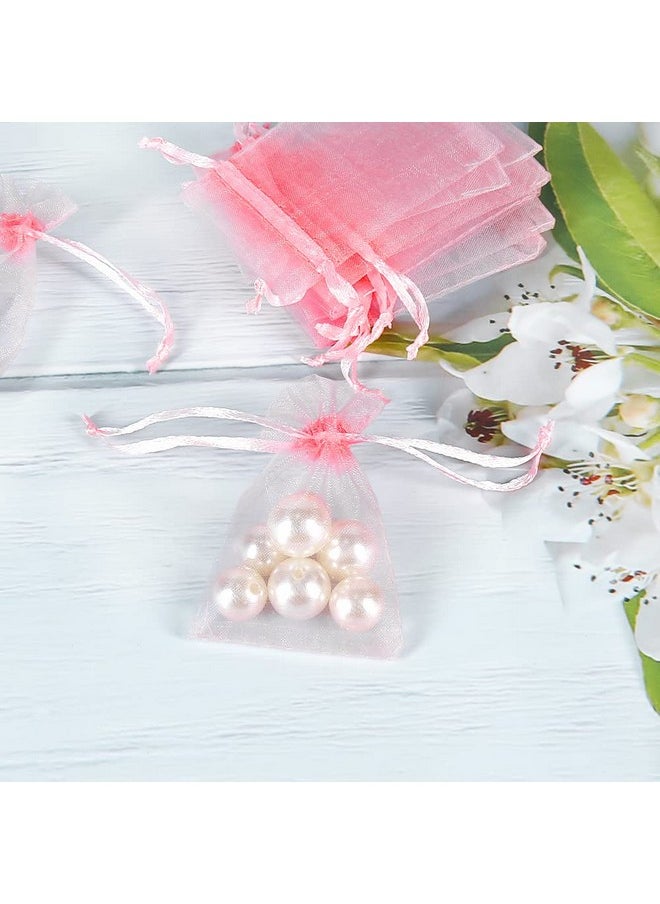 HRX Package - 100Pcs Tiny Organza Jewelry Bags 2X3 Inch Little Pink Mesh Drawstring Gift Pouches For Candy Sample Party Favors - Image 1
