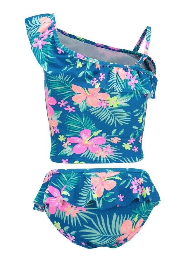 Mardonskey Girls Two Piece Tankini Swimsuits Hawaiian Ruffle Bathing Suit Summer Beach Swimwear Set Blue Size 14 - Image 3