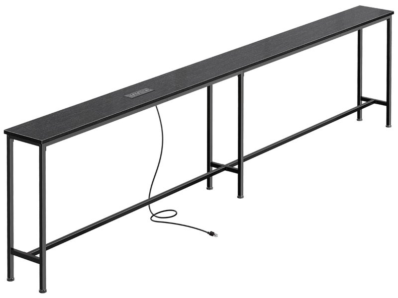 SUPERJARE 102.4 Inch Sofa Table with Power Outlets and USB-C Port, 5.9 Inch Narrow Console Tables, Entryway Hallway Couch Tables with Storage, Behind Sofa, Small Spaces, Living Room, Black - Image 1