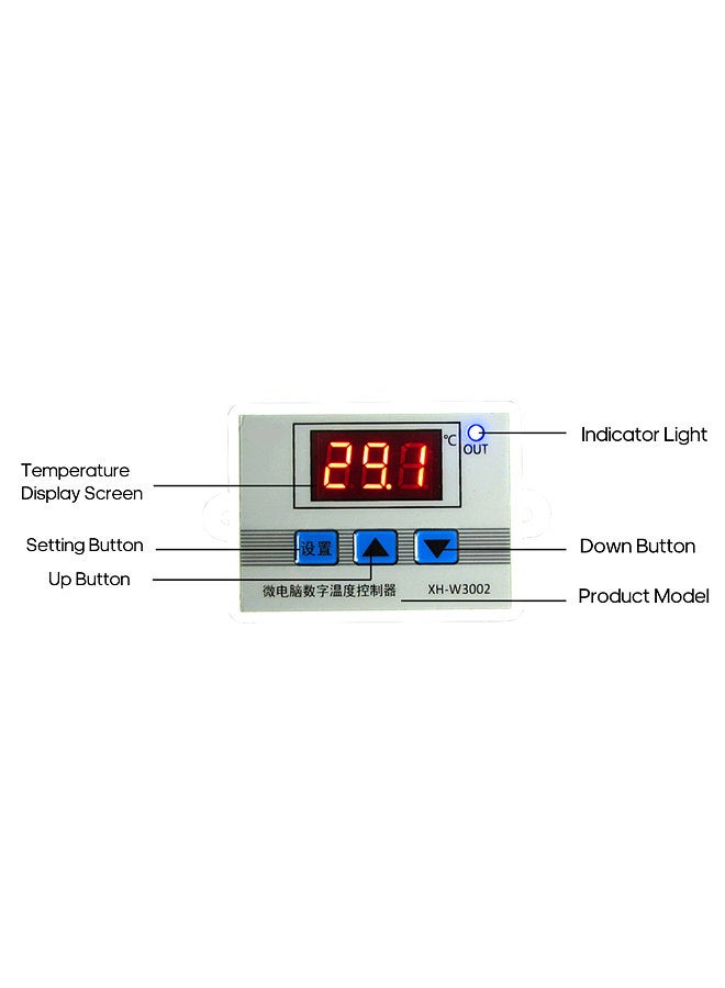 XH-W3002 Intelligent Led Digital Microcomputer Temperature Controller Mini Thermostat Switch with Water-resistant Sensor Probe