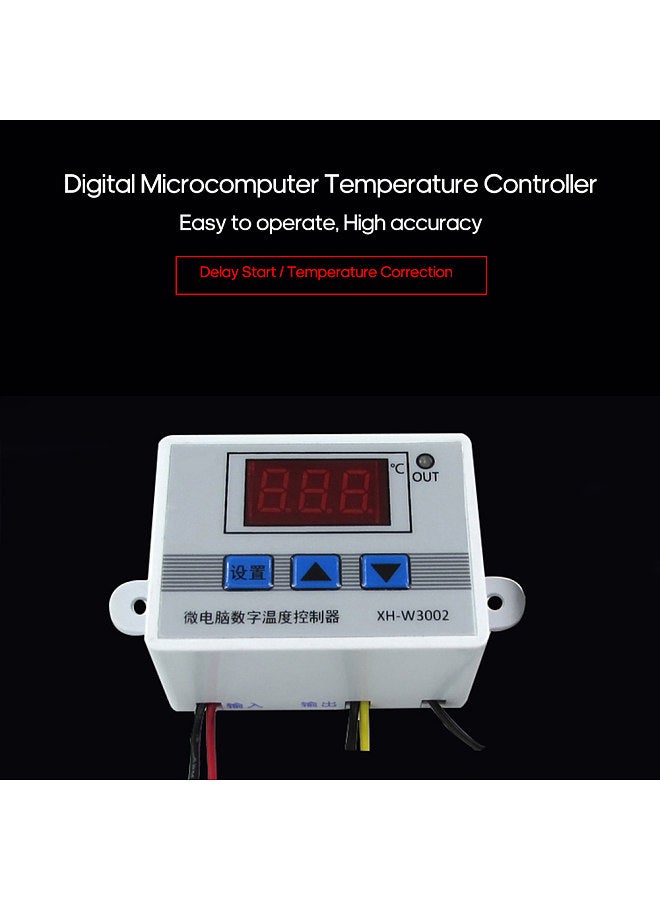 XH-W3002 Intelligent Led Digital Microcomputer Temperature Controller Mini Thermostat Switch with Water-resistant Sensor Probe