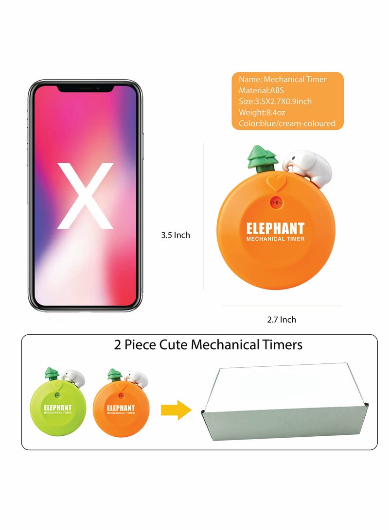 Excefore مؤقت للأطفال مؤقت مطبخ مغناطيسي 60 دقيقة مؤقت بصري لطيف للمطبخ والقراءة والجمنازيوم (فيل) - عبوة 2 - Image 4