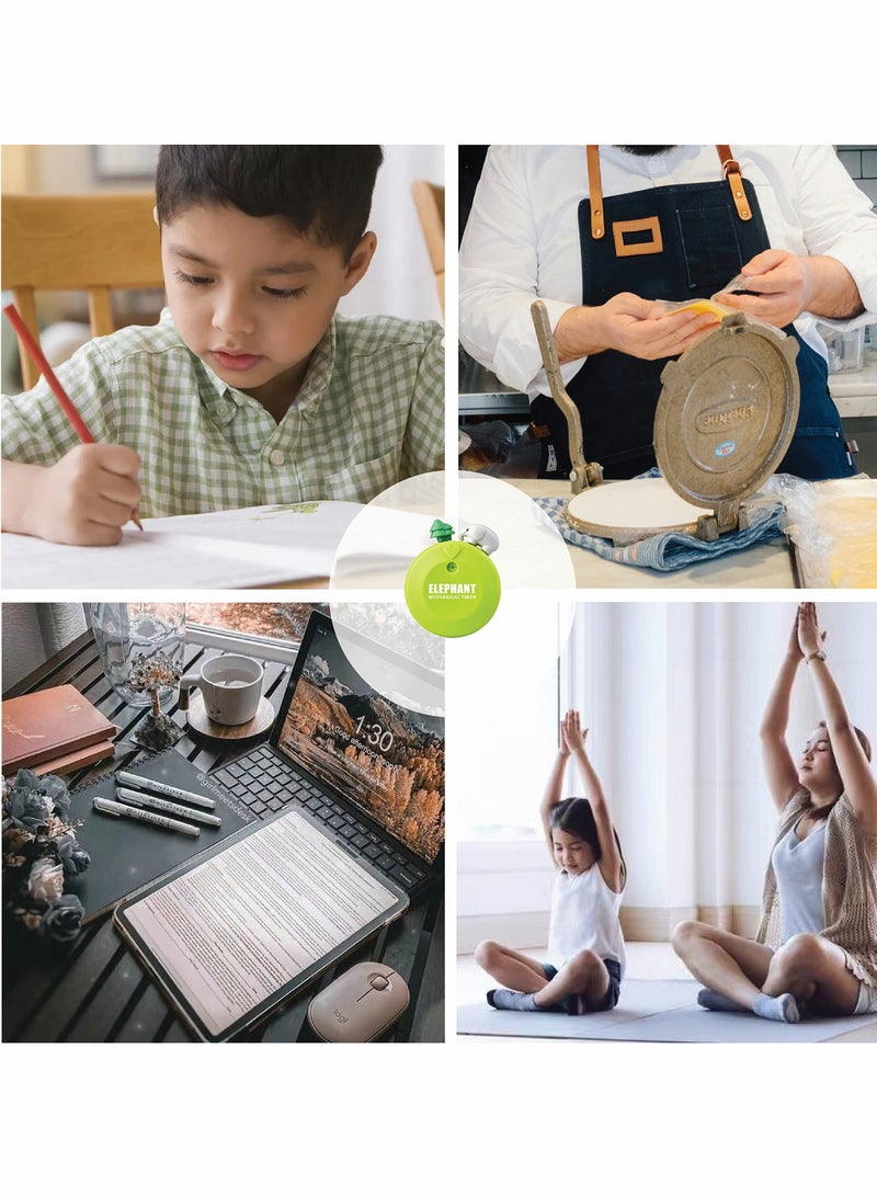 Excefore مؤقت للأطفال مؤقت مطبخ مغناطيسي 60 دقيقة مؤقت بصري لطيف للمطبخ والقراءة والجمنازيوم (فيل) - عبوة 2 - Image 3