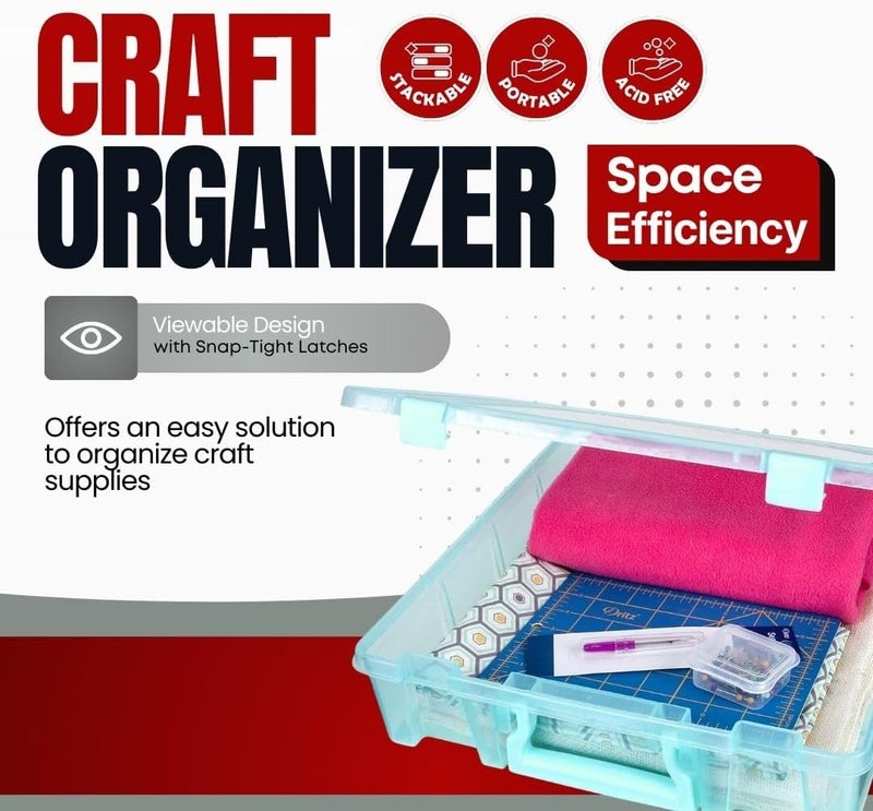 ArtBin 6955AA Super Satchel Compartment Box Clear Craft Organizer Storage Case - Aqua, Pack of 1 - Image 3