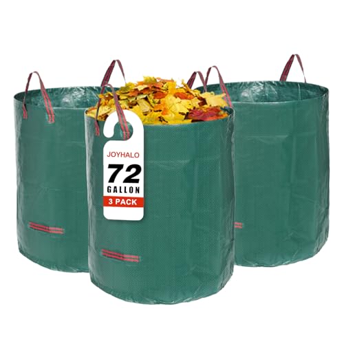 Joyhalo Reusable Yard Waste Bags, 72 Gallon Lawn And Leaf Bags 3 Pack, Heavy Duty Garden Bags With Gardening Gloves, Standable Garden Waste Bag With 4 Handles, Camping Yard Recycling Bag For Leaves - Image 1