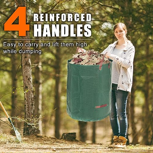 Joyhalo Reusable Yard Waste Bags, 72 Gallon Lawn And Leaf Bags 3 Pack, Heavy Duty Garden Bags With Gardening Gloves, Standable Garden Waste Bag With 4 Handles, Camping Yard Recycling Bag For Leaves - Image 3