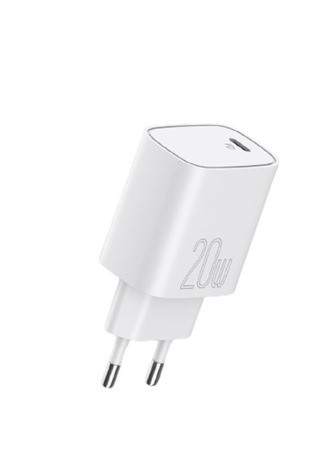سيليبرات C-H1-EU شاحن سريع مع كابل شحن من النوع C إلى النوع C وشريحة ذكية للتعرف الذكي تناسب الأجهزة الذكية المختلفة 20 وات - أبيض