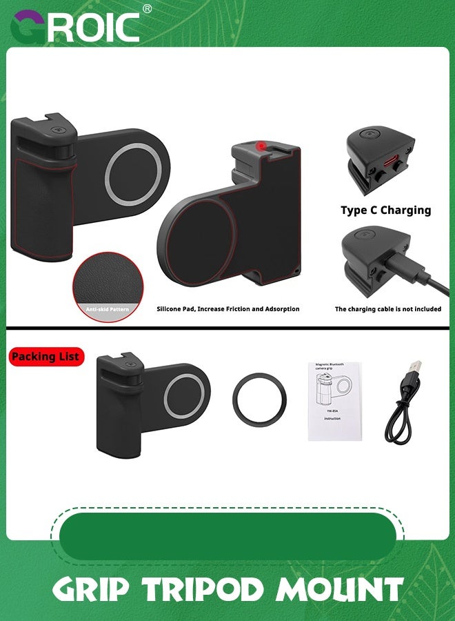 GROIC Magnetic Smartphone CapGrip Camera Cell Phone Selfie Shutter Grip Tripod Mount w 1/4" Cold Shoe with Detachable Bluetooth Wireless Remote Control Compatible for iPhone All Phones Shooting  - Image 5