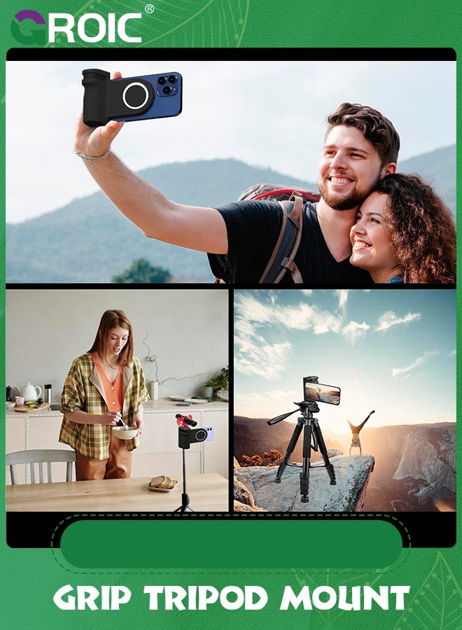 GROIC Magnetic Smartphone CapGrip Camera Cell Phone Selfie Shutter Grip Tripod Mount w 1/4" Cold Shoe with Detachable Bluetooth Wireless Remote Control Compatible for iPhone All Phones Shooting  - Image 4