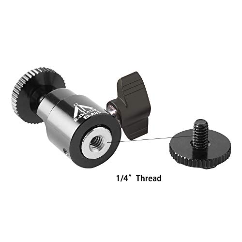 E-Image EI-A03 360° Multi Functional Mini Ball Head 1/4" Thread Hot Shoe Mount Adapter for Cameras Smartphone Gopro LED Video Light Microphone Video Monitor Payload 1 kg (Black) - Image 3