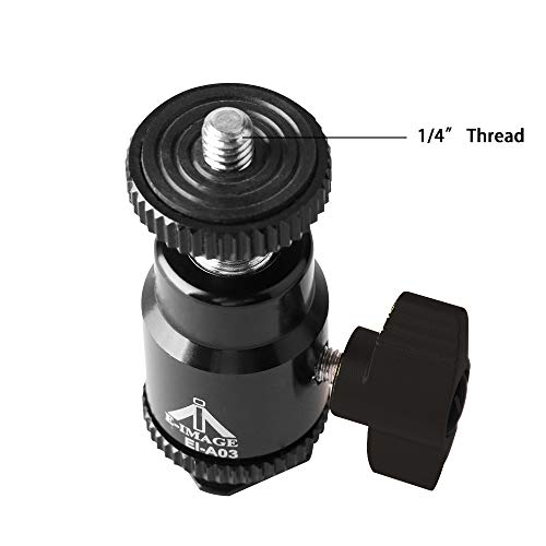 E-Image EI-A03 360° Multi Functional Mini Ball Head 1/4" Thread Hot Shoe Mount Adapter for Cameras Smartphone Gopro LED Video Light Microphone Video Monitor Payload 1 kg (Black) - Image 4