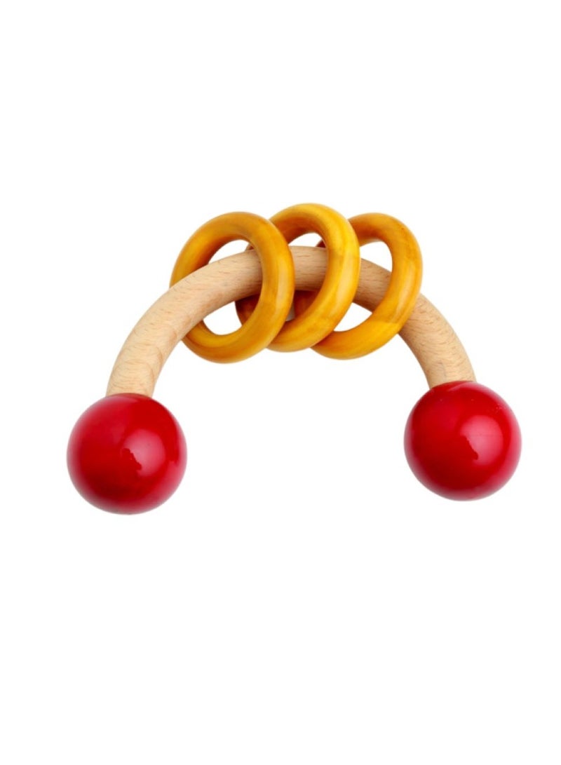Ariro Curvy Wooden Rattle with Rings Engaging, Developmental, and Safe Play for Infants  - Image 1