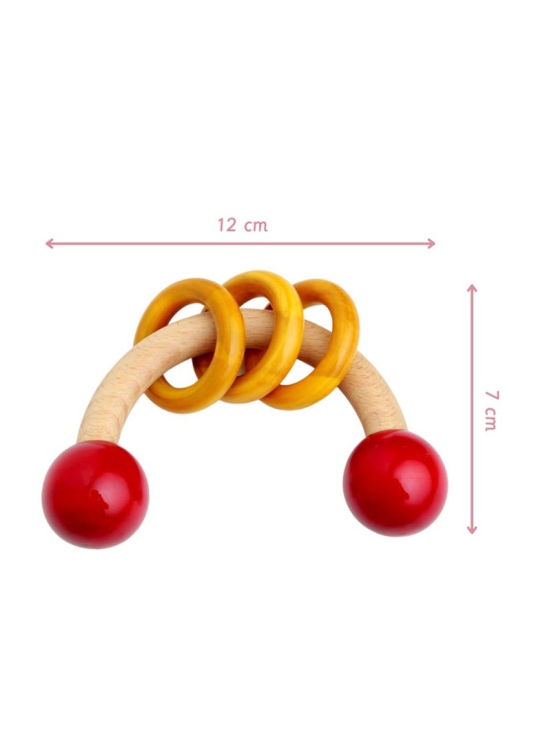 Ariro Curvy Wooden Rattle with Rings Engaging, Developmental, and Safe Play for Infants  - Image 2