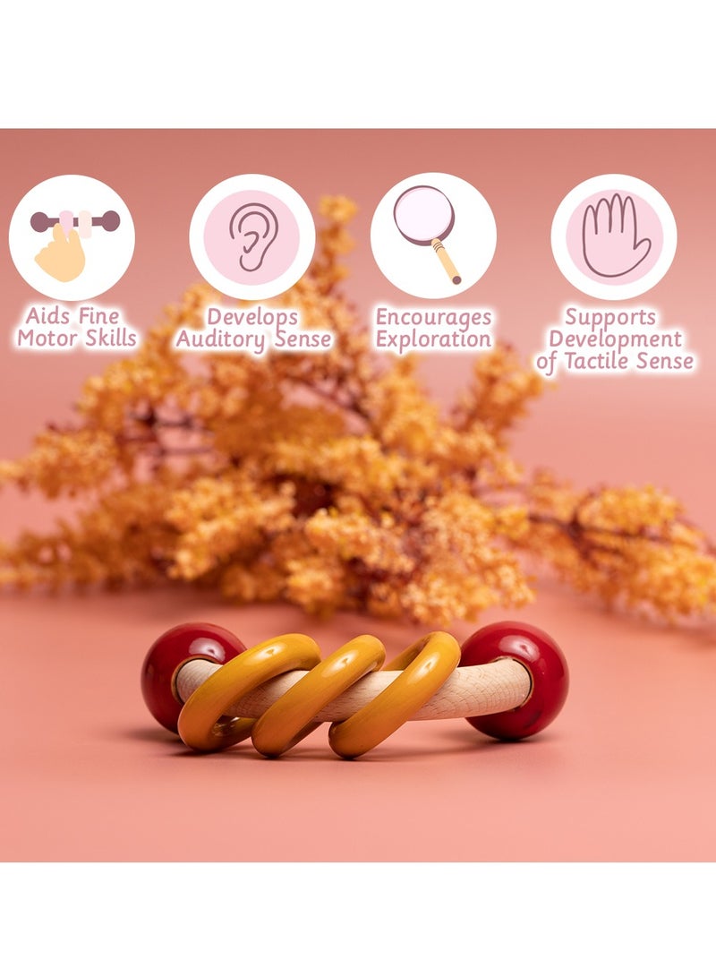 Ariro Curvy Wooden Rattle with Rings Engaging, Developmental, and Safe Play for Infants  - Image 5